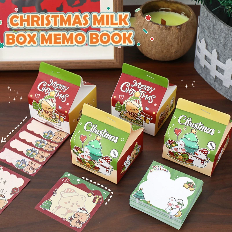 

200 Sheets/Box Square Christmas Memo Pad Cannot Be Pasted Sticky Note Decoration Message-Leaving Note Stationery Supplies Gift