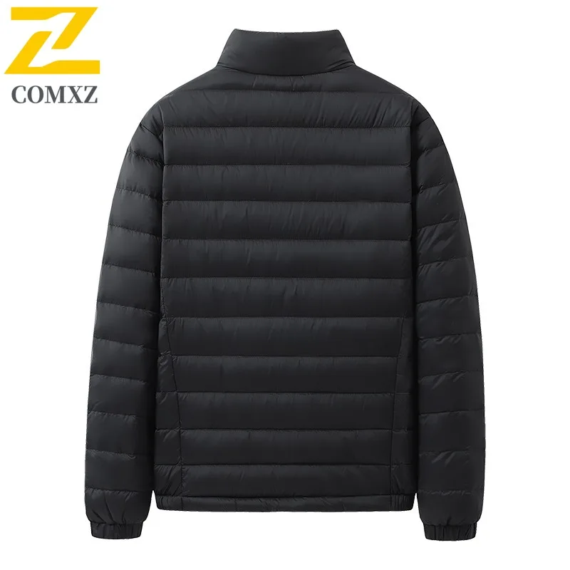 COMXZ Men Winter Down Jacket Luxurious Stand Collar Korean Style Work Thick Warm Parka Cold Proof Lightweight Down Coat