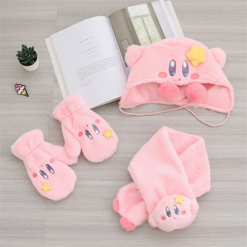 

Cute Star Kirby Anime Surrounding Gloves, Hats, Scarves, Winter Warmth Pink Scarf Accessories, Women's Cold Resistant Soft