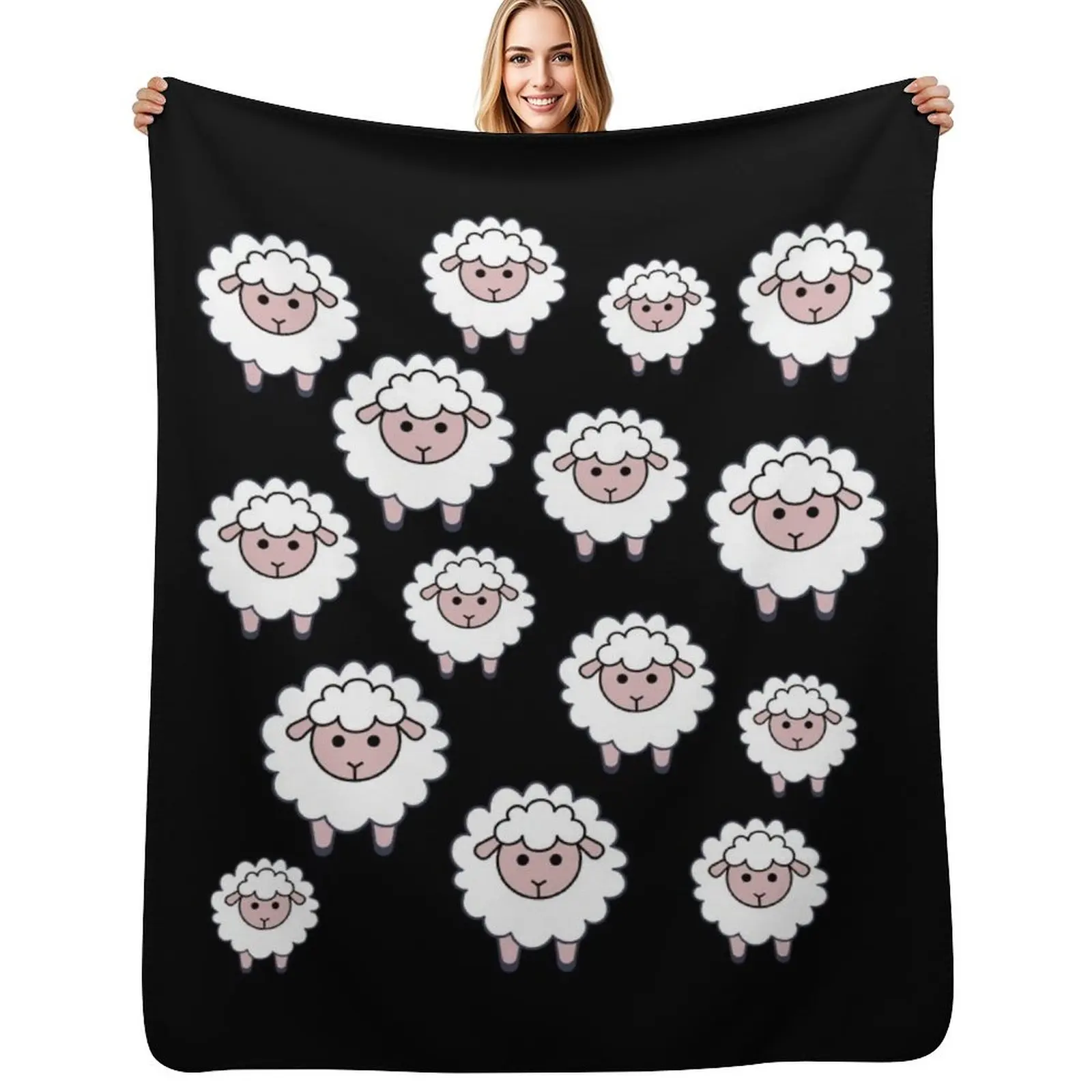 

A Big Sheep Gang A Sweet Herd Of Sheep Is Watching You I Love Sheep Throw Blanket Stuffeds Plaid on the sofa Bed covers Blankets