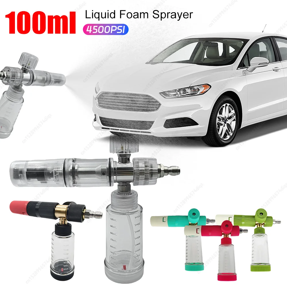

100ml Soap Foam Spray Bottle with 1/4 Inch Quick Connector 4500PSI Pressure Washer Gun Water Foam Pot Car Wash Accessories