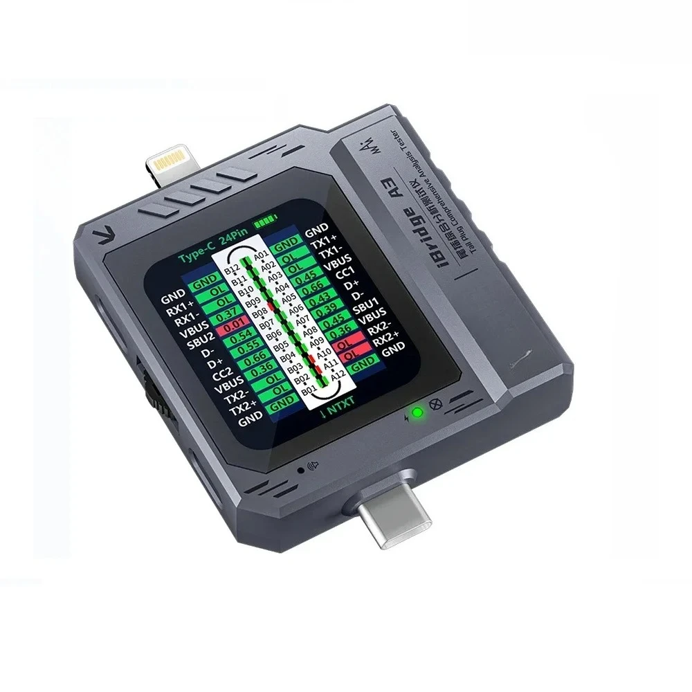 

Детектор разъемов зарядки A3 для телефонов (Lightning, Type-C) для iPhone, Samsung: Тестер ошибок зарядки, инструмент для ремонта