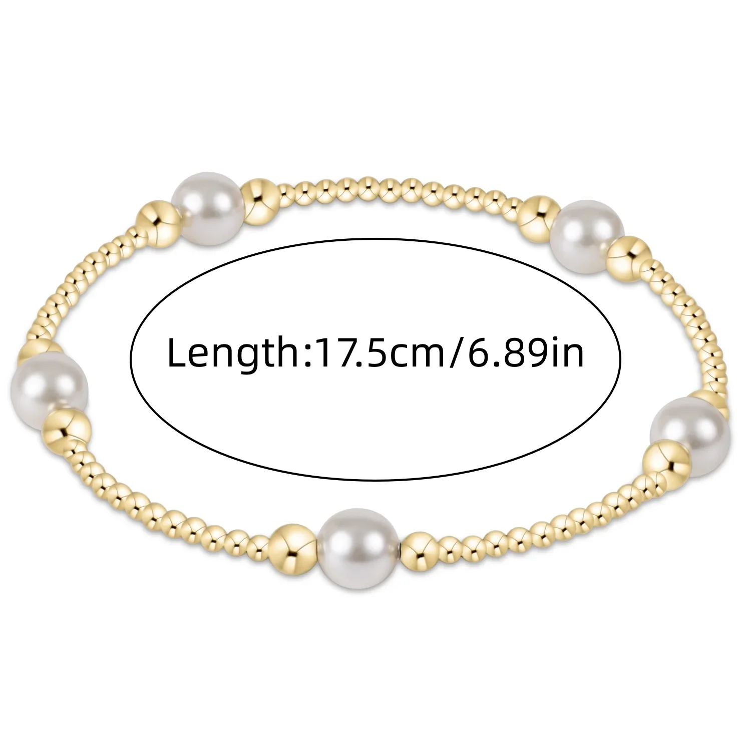 Vlen Muschelperlen-Armband mit 18K vergoldeten Perlen, Stapelschmuck, zierliche Braut-Strand-Handgemachte Perlenarmbänder für Frauen, Geschenk – Detail 5