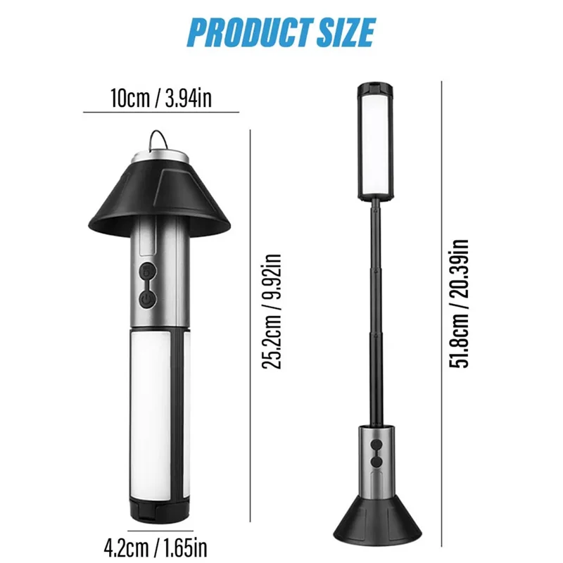 75STO-Multifunction LED Outdoor Camping Lantern, Cmping Light/Flashlight 2-In-1, Fretable Light Pole, Suitable For Outdoor