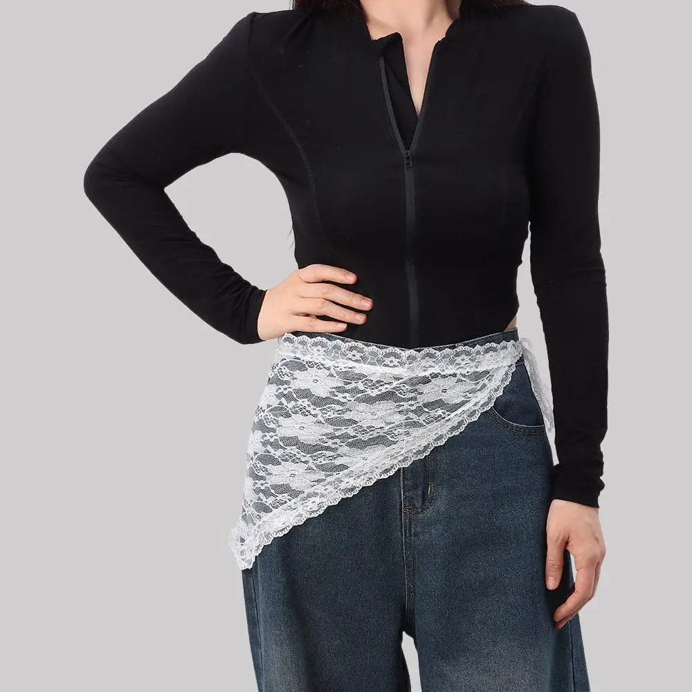 Mode Lace-up Kanten Minirok Mooie Slim Fit Heupgordijn Harajuku Y2K Schort Wikkelrok voor dames