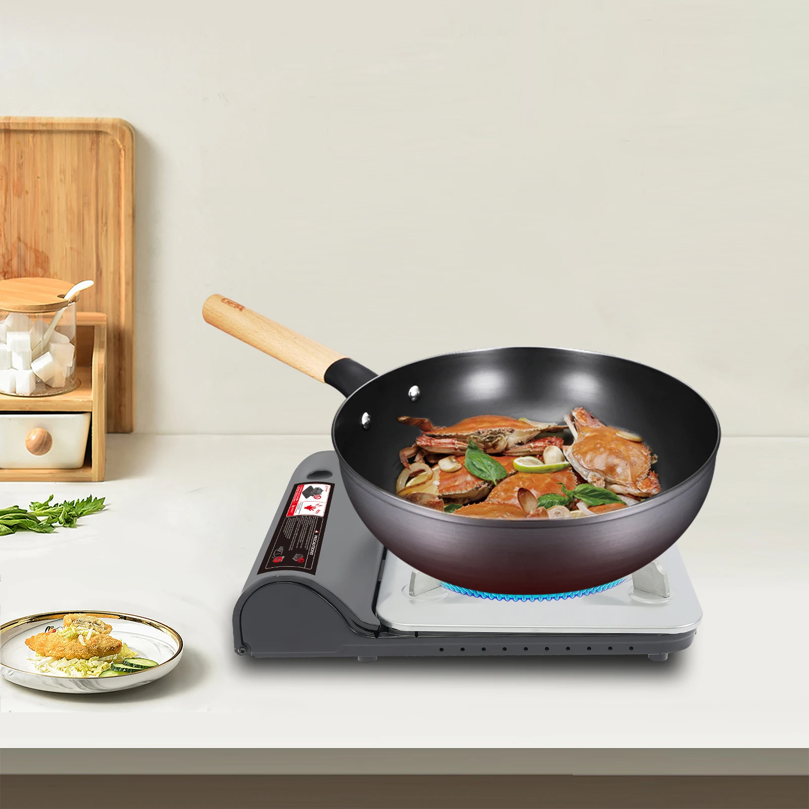 3500 واط منضدية البيوتان موقد للتخييم موقد للتخييم مع حافظة محمولة 60 منافذ حريق موقد تخييم محمول ل 3-5 أشخاص