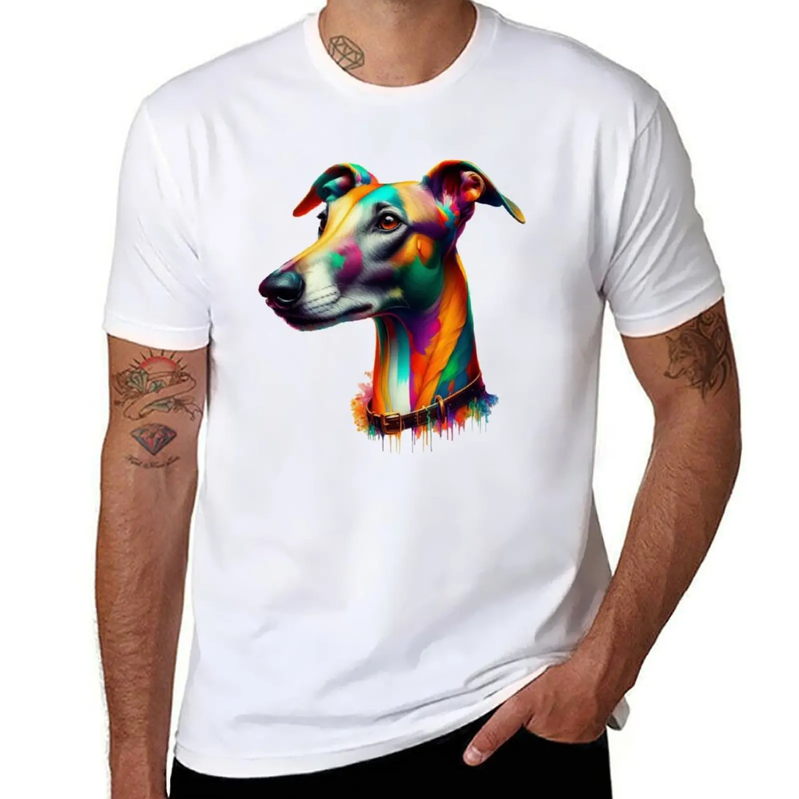 Brightly coloured Galgo Espa?ol - simply beautiful T-Shirt t shirts for man graphic tees funny t shirts cotton T-Shirt