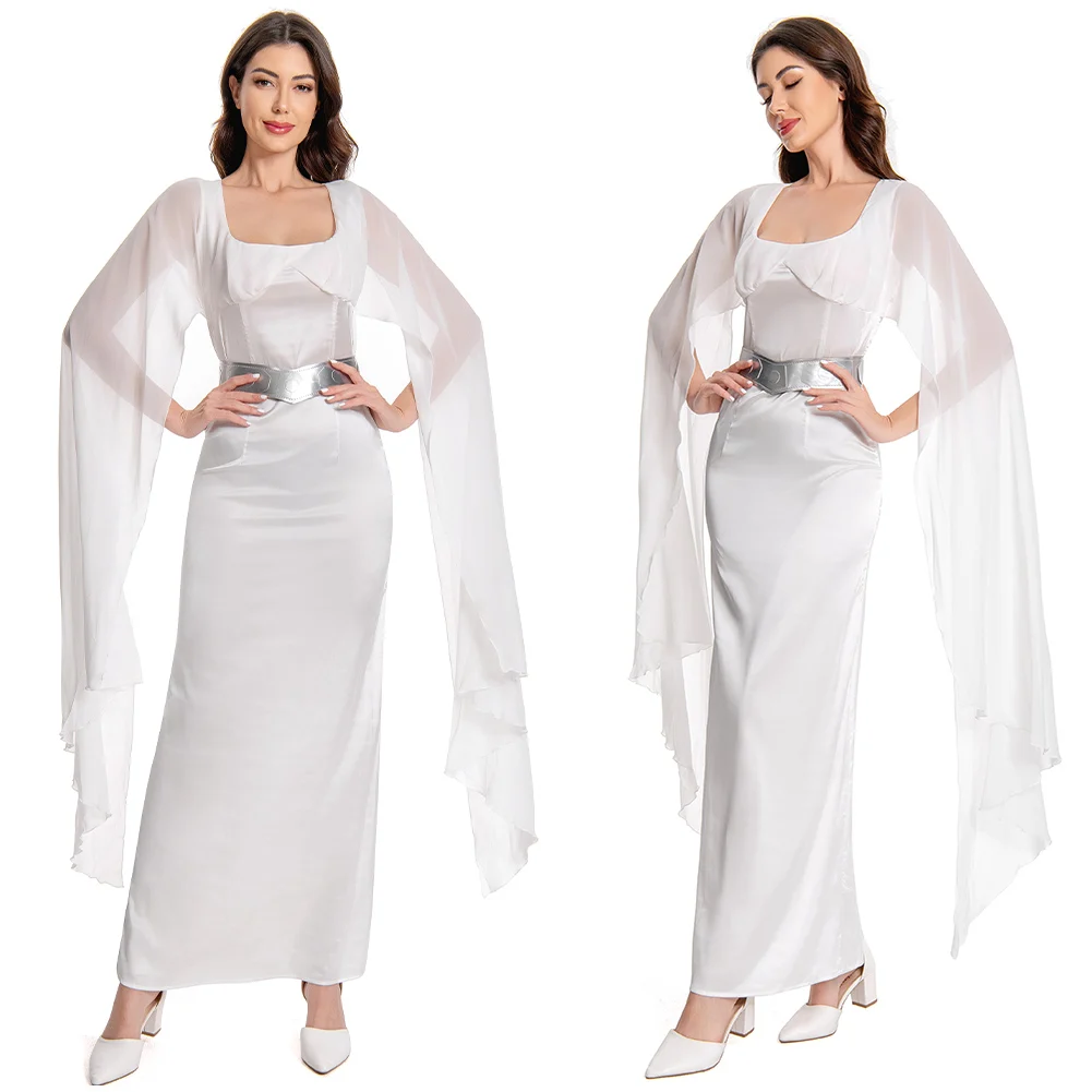 Leia Princess Movie Cosplay Costume Women Girls Kids Sexy Metal Style Dress Outfits Halloween Carnival Suit