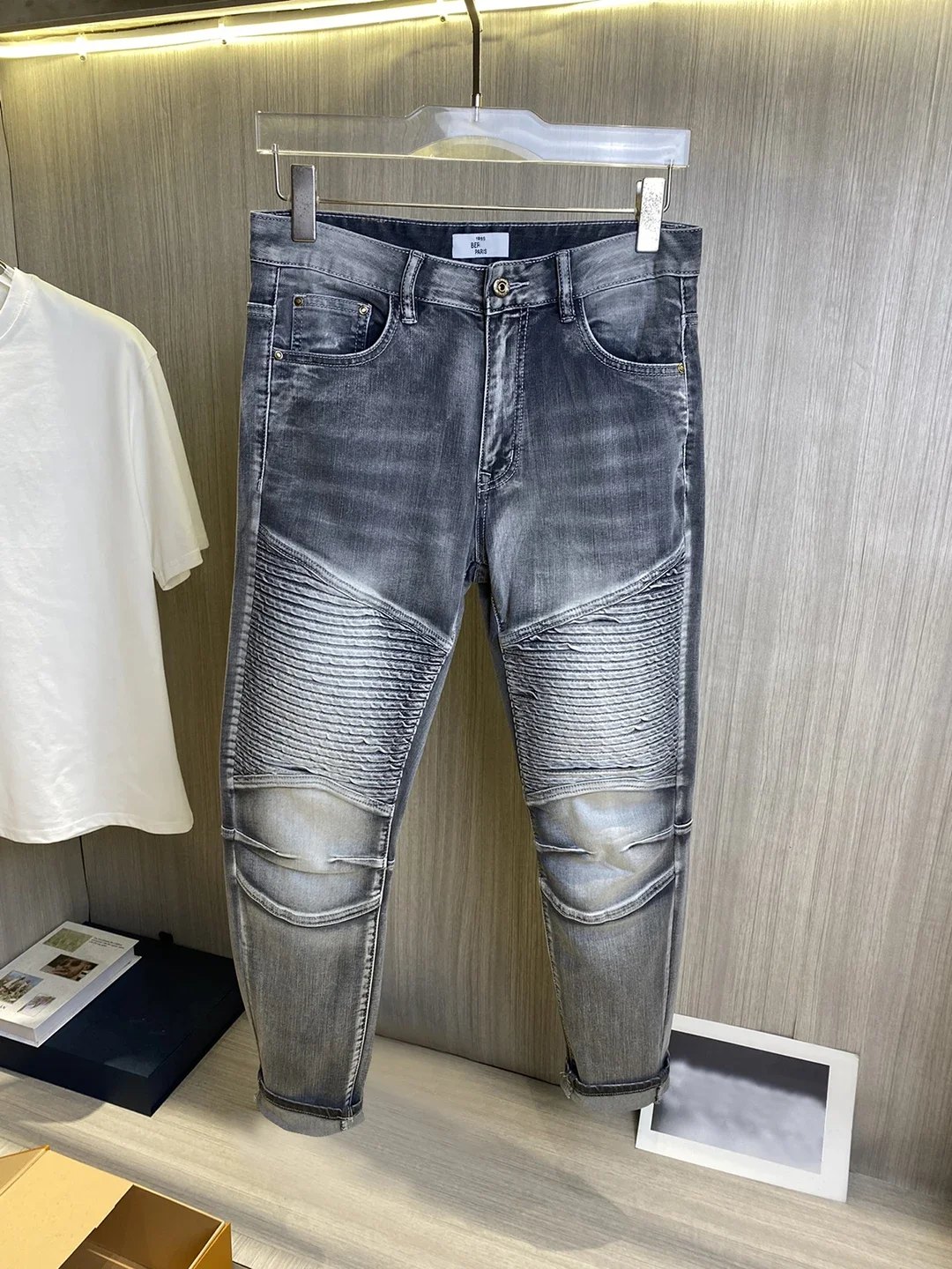 1895 Danning jeans men 2024 new elastic fashion size 28-38 Straight long Slim Fit Feet pants Customized leather label Italian