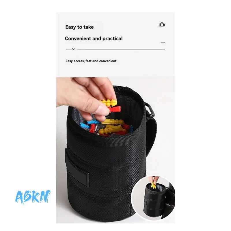 

ABKN-Nail Screw Storage Bag With Buckle Hanging Waist Nail Bucket Multifunctional Nail Waist Pack Nail Hanging Waist Kit