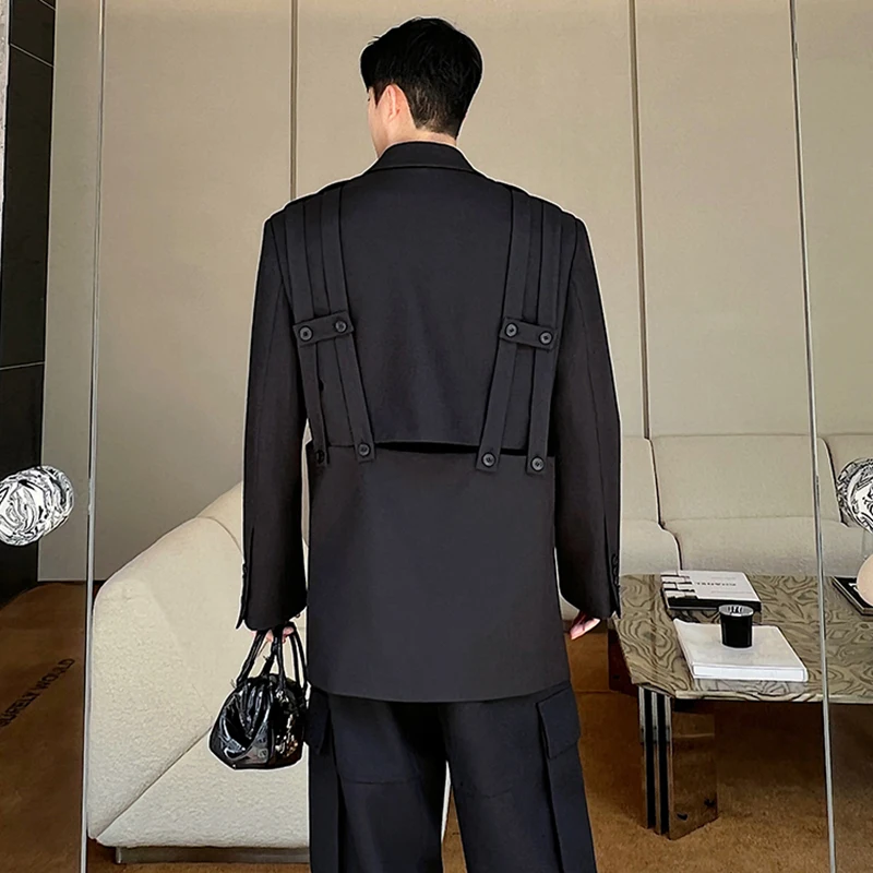 LUZHEN Multifunctional Wearing Detachable Braces Suit Jackets 2024 Designer Original Blazer High Street Shoulder Pad Coat LZ6138