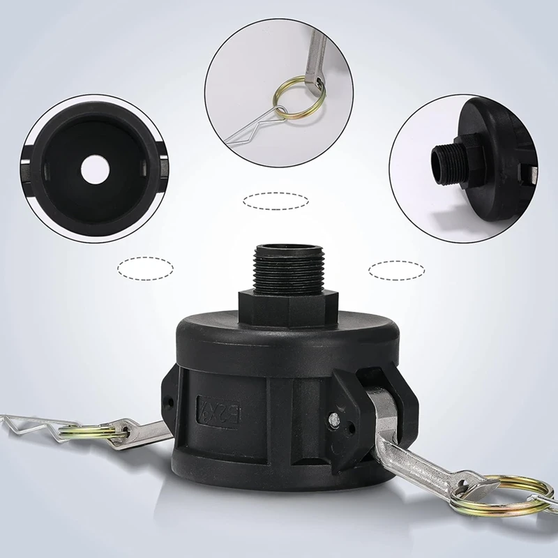A74E-275 330 جالون IBC حمل تركيبات محول 2 بوصة حمل خزان استنزاف محول مع اتصال خرطوم حديقة Camlock