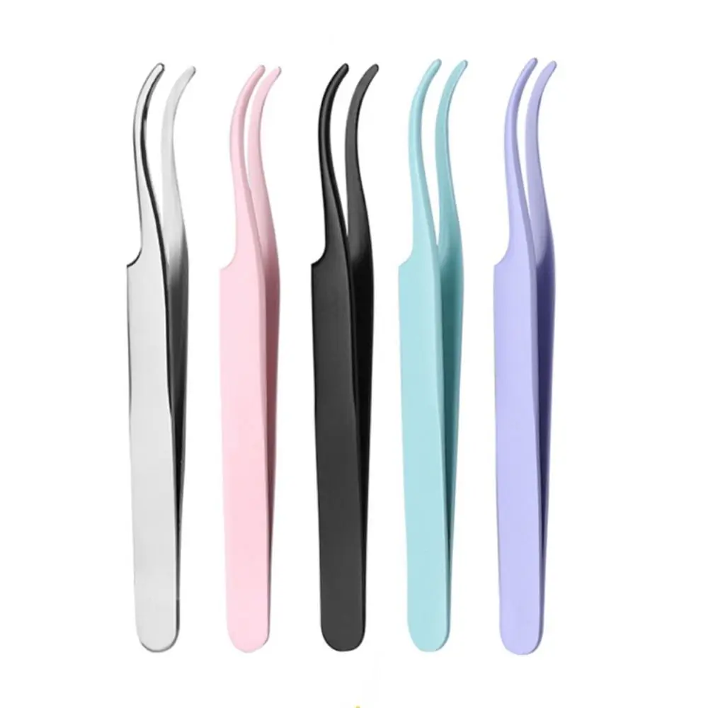 Stainless Steel Anti-static Eyelash Curler Grafting Tweezers Colorful Individual Lashes Eyelash Applicator for Eyelash Extension