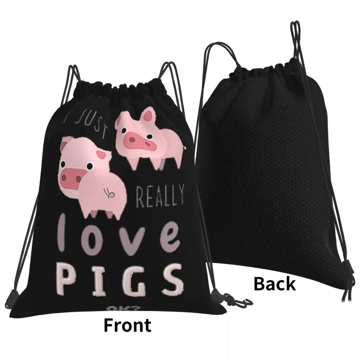 Funny Pigs For Pig Lovers Backpacks Multi-function Drawstring Bags Storage Bag Book Bags for Travel School