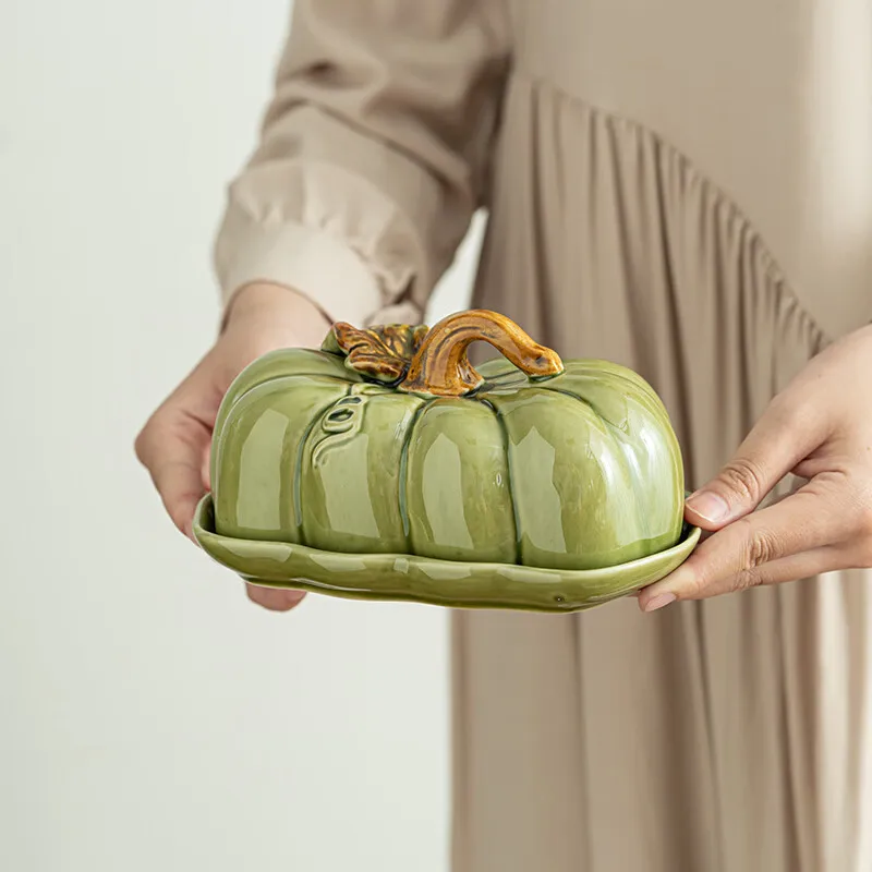 Ceramic Dessert Plates Pumpkin Bread Cake Tray Snack Serving Dish for Dry Fruits Candy Butter Preserves Porcelain Plates