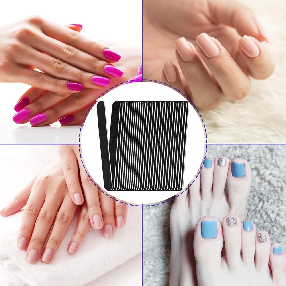 10/50 Stück Diamant-Sandbrett-Nagelfeilen 100/180, doppelseitige Nagelfeilen aus Holz, geeignet für natürliche Nägel, 6,69 Zoll (ca.)