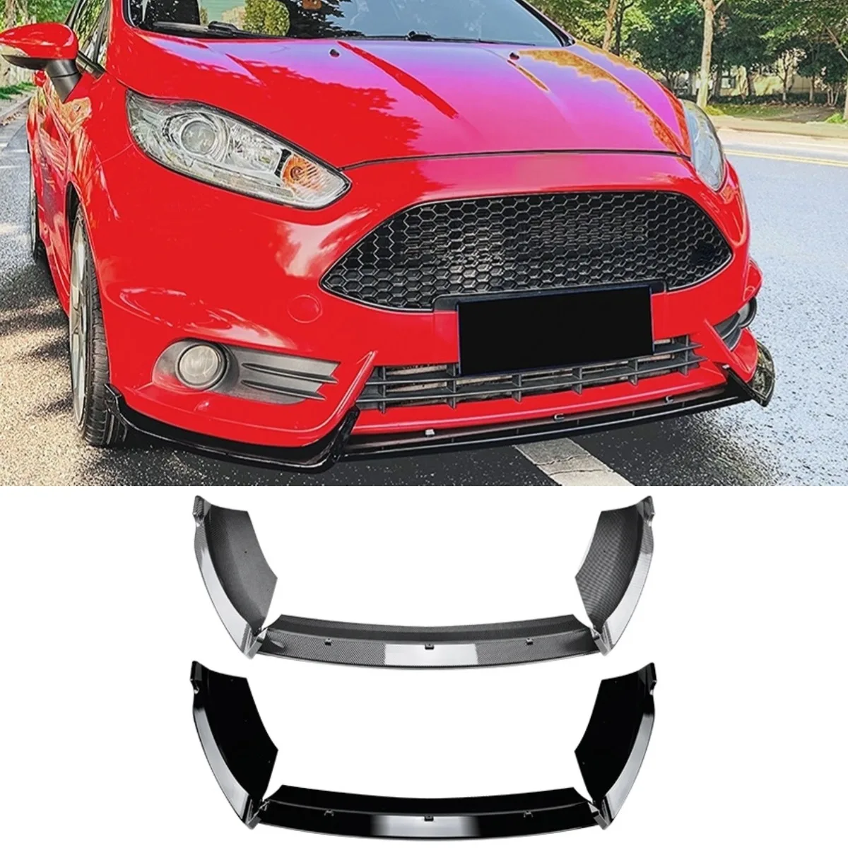 For Ford Fiesta MK6 ST 2012-2017 Body Kit Front Bumper Diffuser Front Bumper Splitter Guard Apron Lip Cover Car Accessories view 2