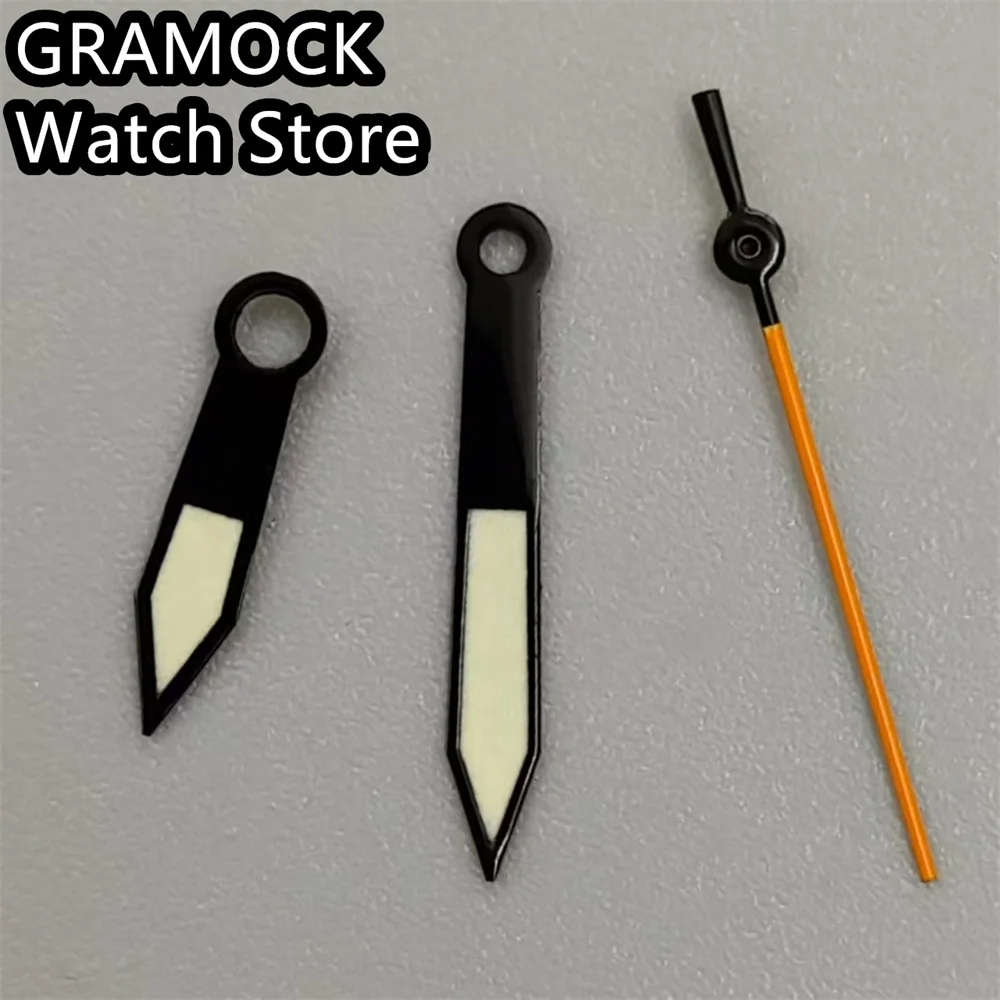 GRAMOCK Black white watch hands green luminous hands fit NH34 NH35 NH36 NH38 NH39 NH70 NH72 Movement