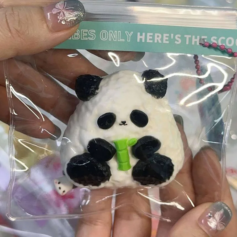 Squishy Funny Novelty Cartoon Bamboo Panda Hugging Bamboo Fidgeting Toy Triangle Rice Ball Cute Panda Kids Birthday Kawaii Gift