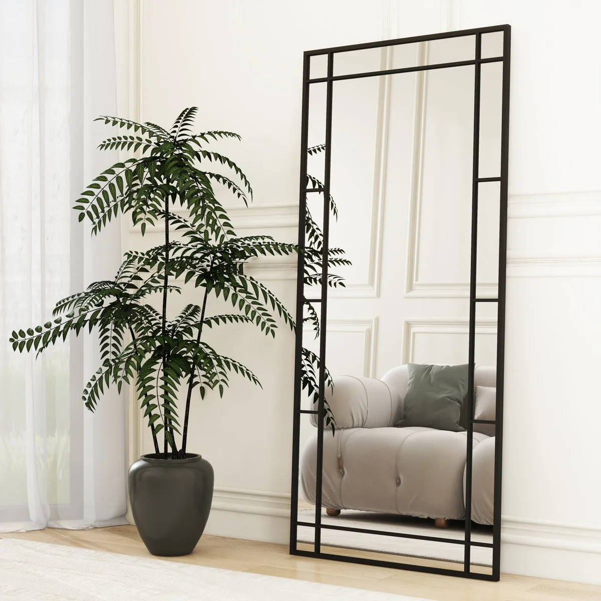 SHYFOY 71'' H Metal Rectangle Black Full Length Mirror