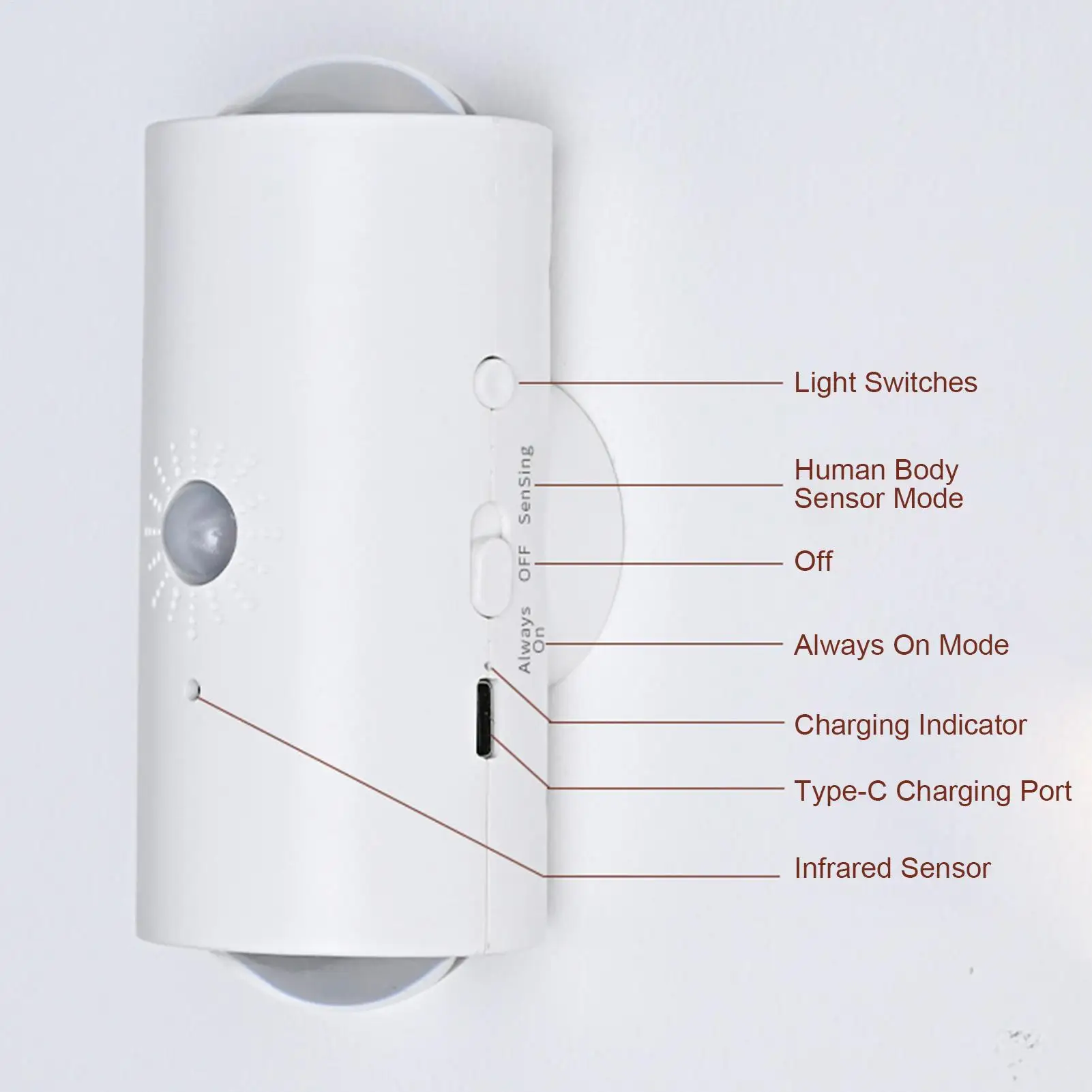 LED Wall Sconce 16-Color Rechargeable Battery Magnetic Decor Motion Sensor Night Wall Sconce For Bedroom Dorm Apartment Steps