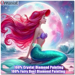 Full Crystal Diamond Painting Cross Stitch Kit Mermaid Girl Rhinestones Picture Fairy Dust Drill Mosaic Embroidery Handmade Gift