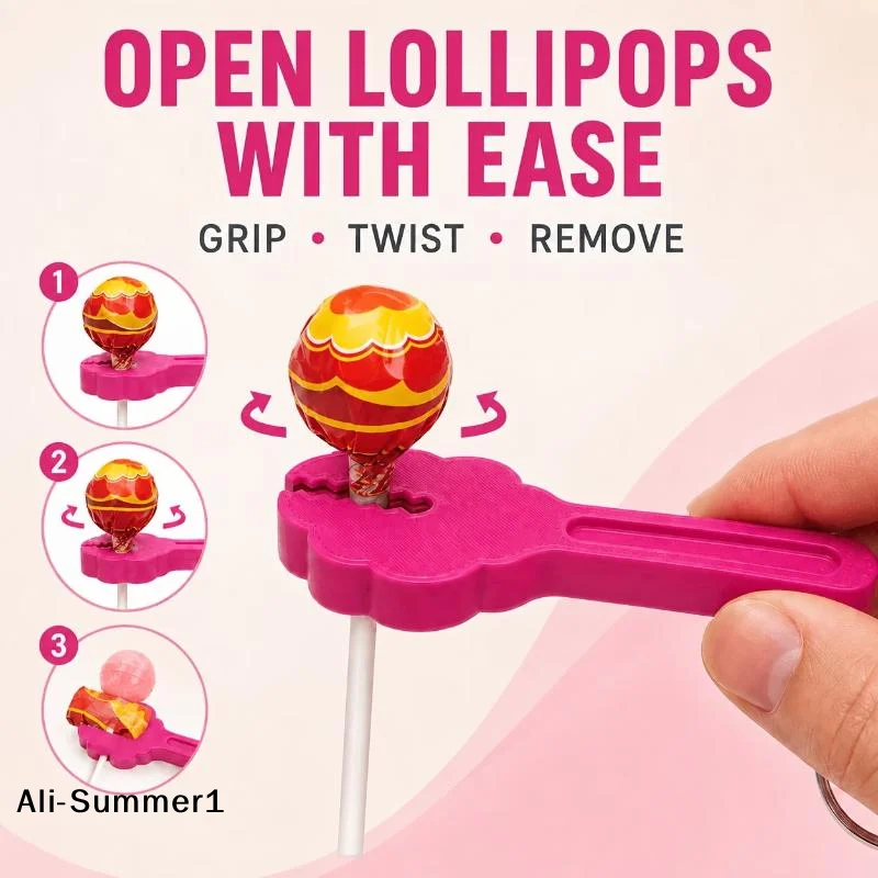 【E】1/3Pcs Portable Plastic Lollipop Opener With Keychain Labor Saving Design For Kids Parties Home Daily Snack Time