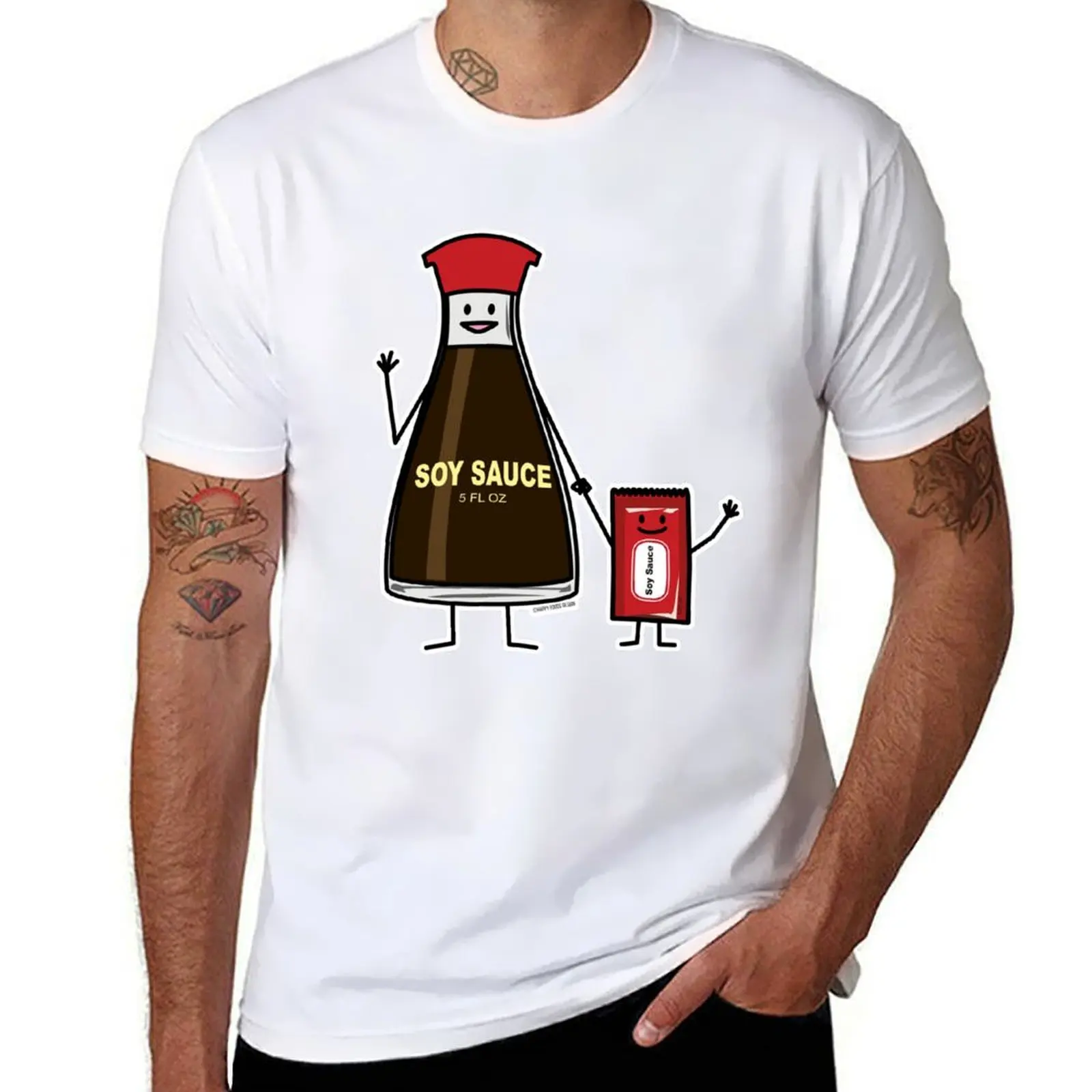 Soy Sauce Bottle Packet kid child condiment Asian T-shirt korean fashion heavyweights anime quick drying men t shirt