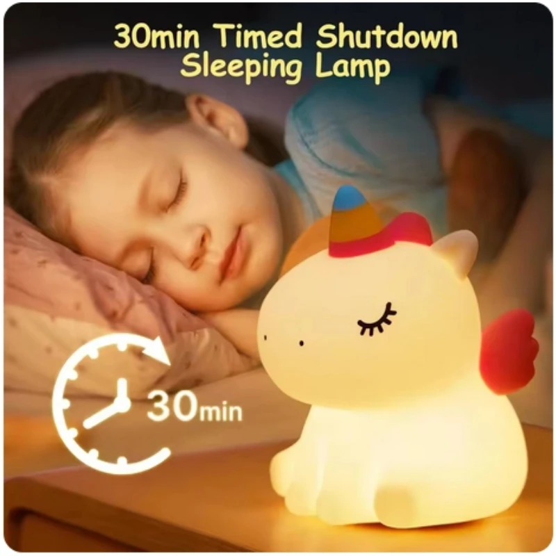 Lampka Nocna Jednorożec USB Dotykowa Silikonowa LED Dekoracja Do Sypialni Prezent Dla Dziecka Różne Lampki Stołowe Dla Niemowląt Zabawka Antystresowa