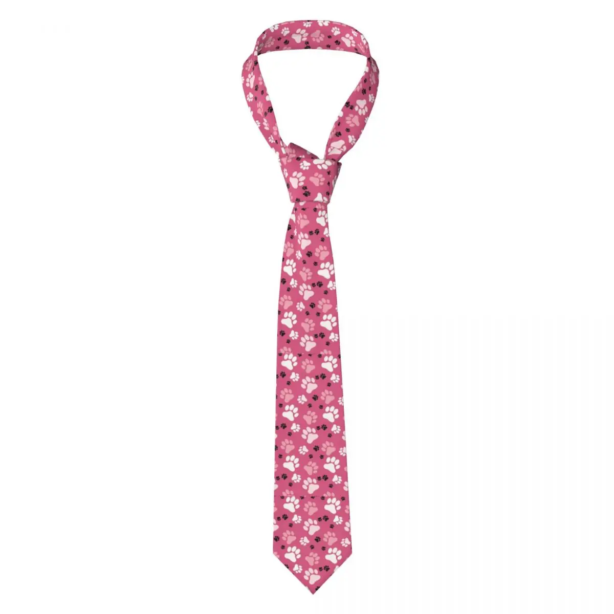 

Custom Paw Prints Pink Tie Men Printed Necktie Colorful Floral Pretty Four Seasons Fashion Tie Necktie For Birthday Gift