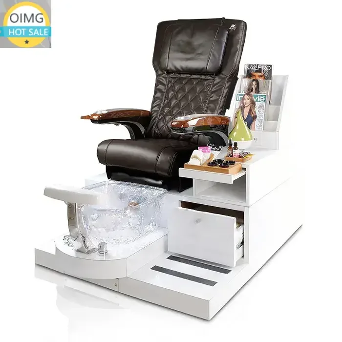 Wholesale Modern White Leather Foot Spa Pedicure Chair Bench Station with Foot Bowl Pedicure Chair