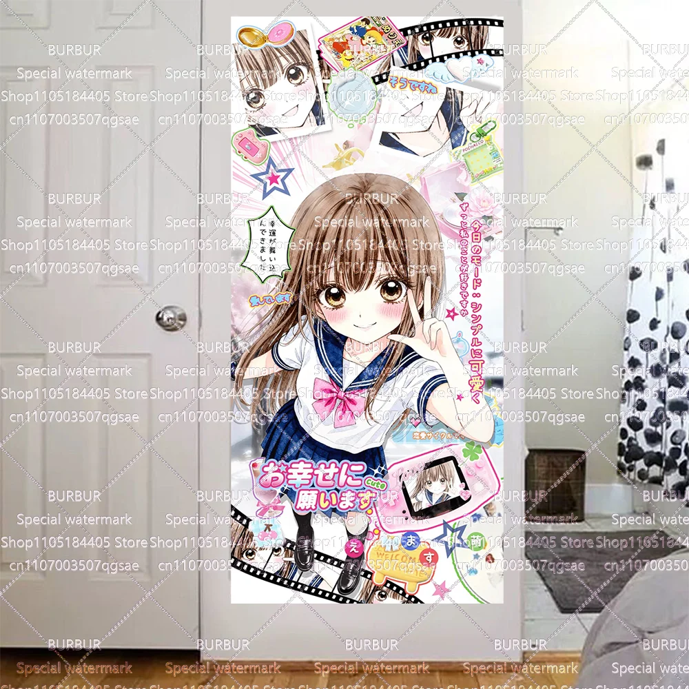 Antike Vitalität Mädchenherz Anime Wandteppich, extrem süß. Großformatiger Wandteppich für das Schlafzimmer, im langen Streifen-Stil.