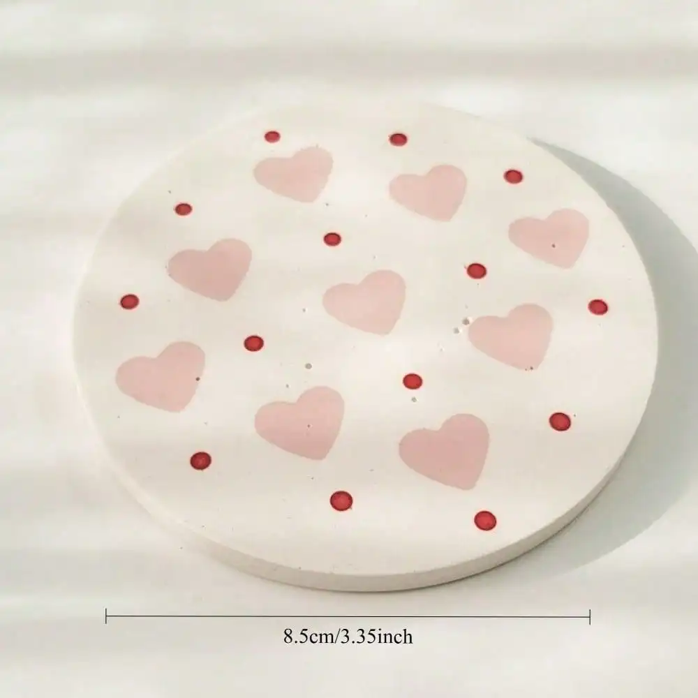 Acrylic Coaster with Pink, White, and Red Heart Pattern – Waterproof, Heat-Resistant Coffee Cup Mat