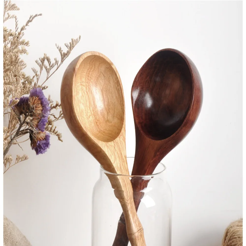 Varnish Bamboo Water Spoon Wooden Large Soup Spoon Porridge Spoon Scoop Rice Spoon Solid Wood Bamboo Handle Bath Water Ladle