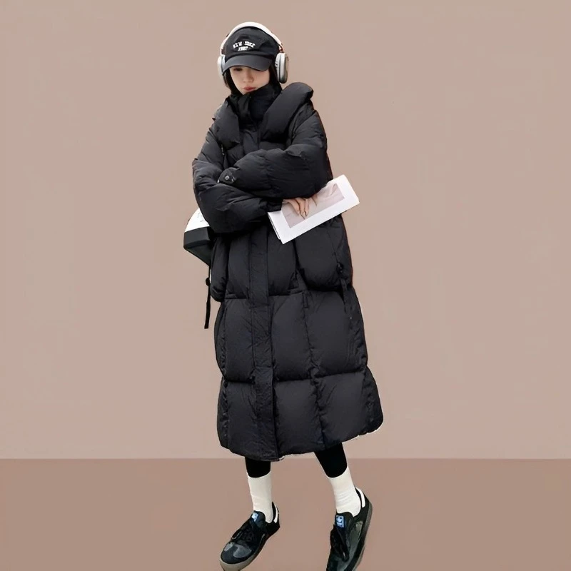 Large Size Long Down Cotton-padded Clothes Thickened To Keep Warm Over The Knee Autumn and Winter Korean Version Loose   Jackets
