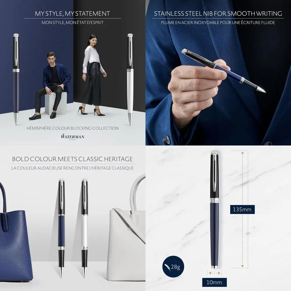 

Fine Point Black Ink Rollerball Pen in Blue & Black Lacquer with Palladium Trim and Gift Box