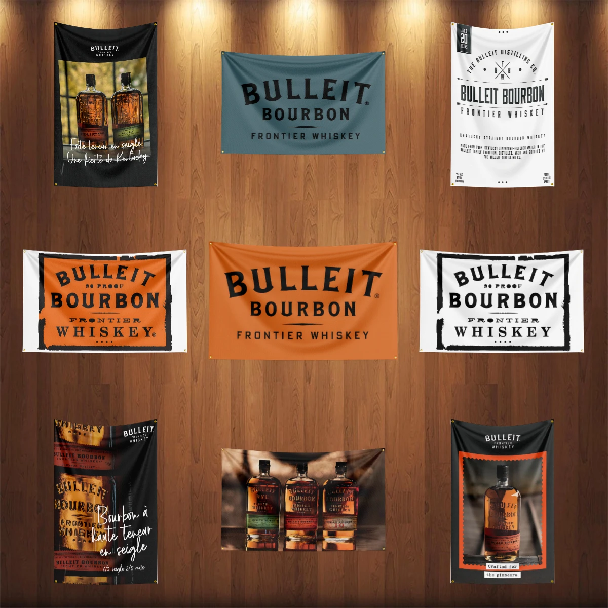 3×5ft whisky B-BULLEIT BOURBON Flag Polyester Printed Alcohol Wine Banner For Decor Drink rum Beer Flag