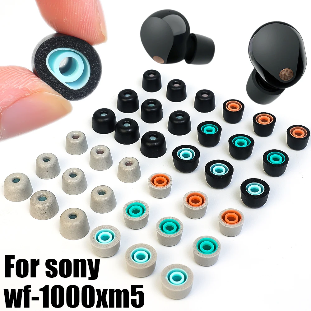 Soft Silicone Ear Tips for Sony WF-1000XM5 Bluetooth Earphone Earbuds Eartips Memory Sponge Replacement Earplugs S M 6 Size