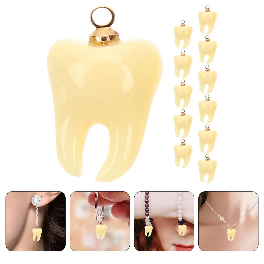 

12 шт. миниатюрных подвесок-зубов из смолы для изготовления украшений своими руками, декоративные аксессуары для ожерелий и браслетов