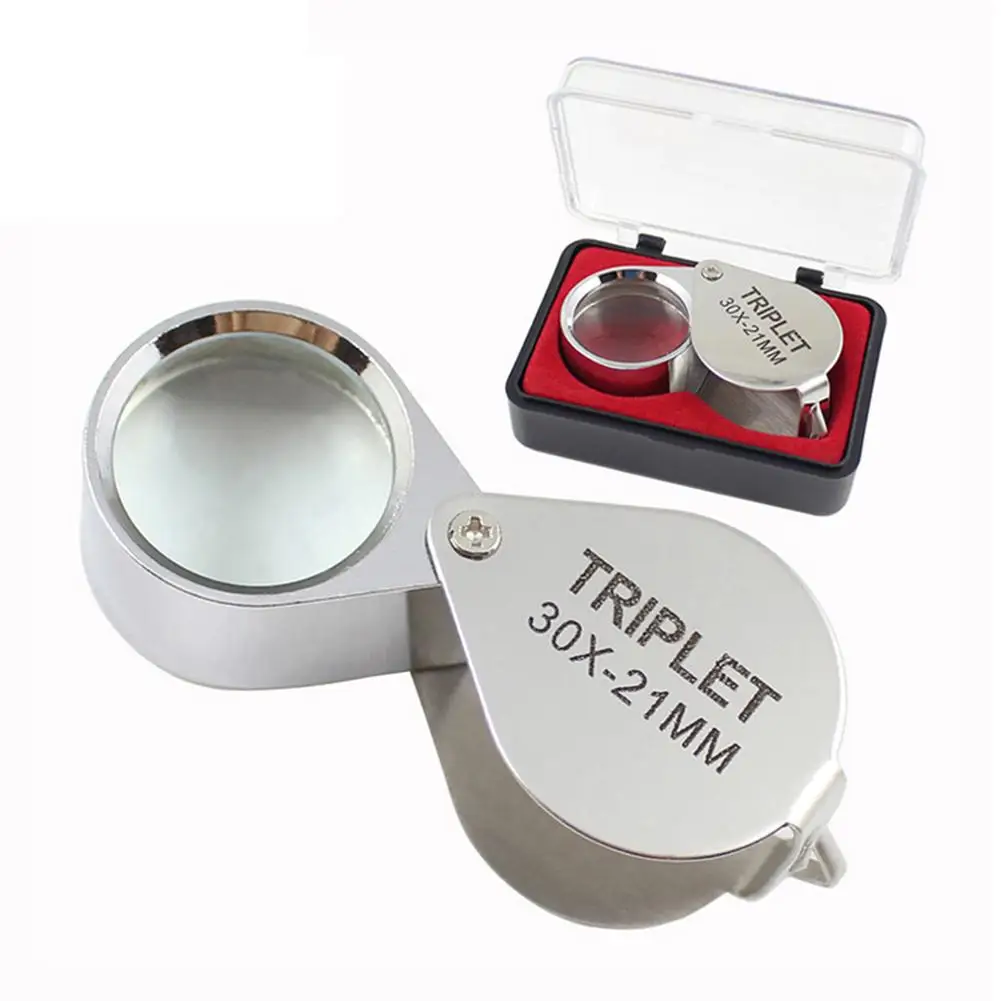 Portable Jewelers Magnifier Gold Eye Loupe Jewelry Store Magnifying Glass 10x / 20x / 30x Magnification With Box dropshipping