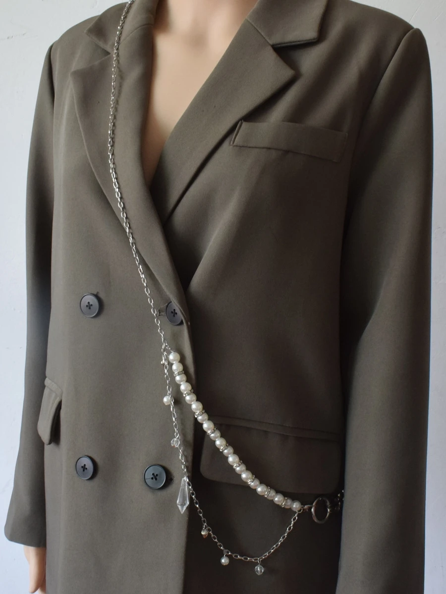 

Multi-Wear Pearl Drop Pendant Hip Chain Alloy Fabric ex Spring Faion Jewelry Accory Ele Simple Sle