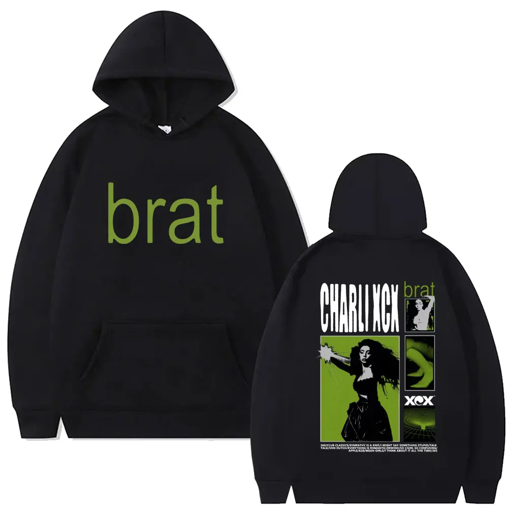 Famous Charli Xcx Brat Album Graphic Hoodies Men Women Fashion Oversized Hooded Sweatshirt Men's Casual Fleece Cotton Tracksuit