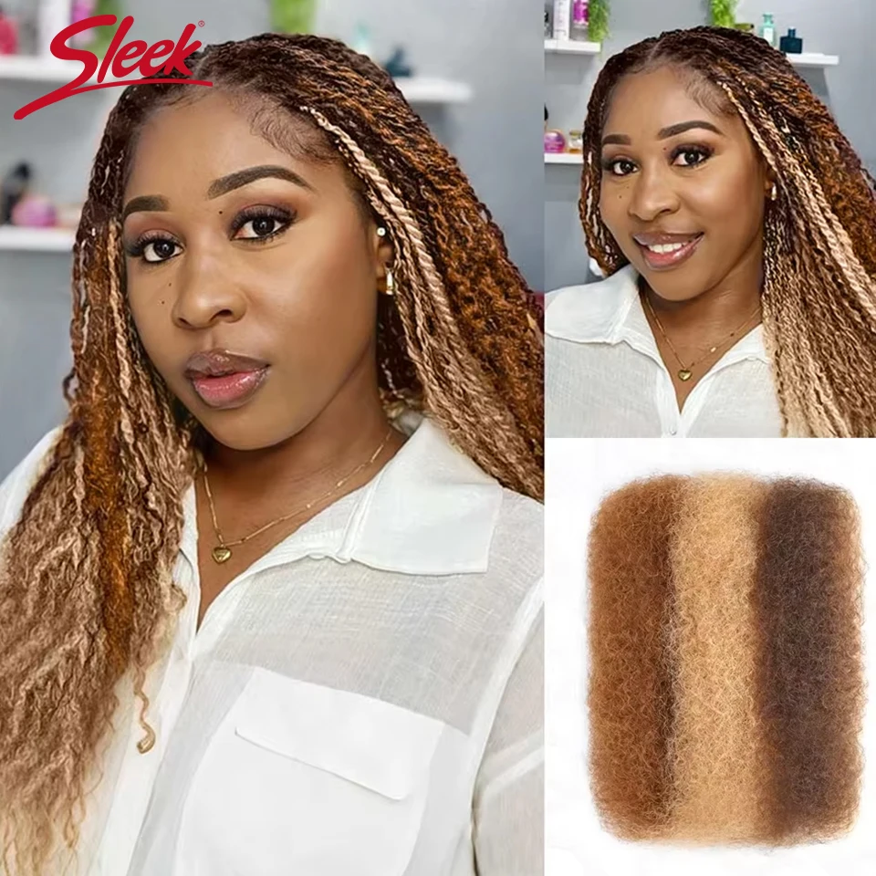 Afro Kinky Bulk Drei Farben P4/30/27 Echthaar zum Flechten Dreadlock-Haar 50 g pro Packung QVR Virgin Remy Echthaarverlängerungen