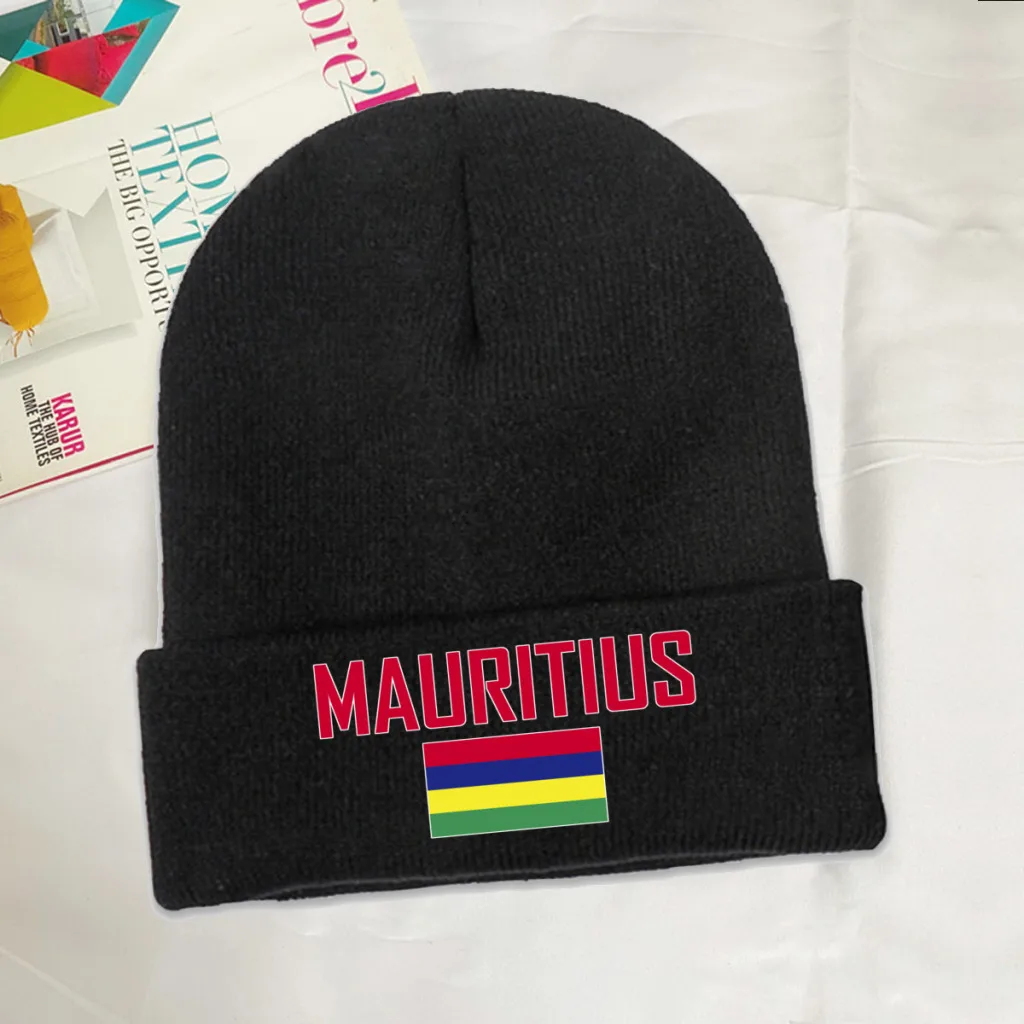 MAURITIUS Country Flag Top Print Men Women Unisex Knitted Hat Winter Autumn Beanie Cap Warm Bonnet