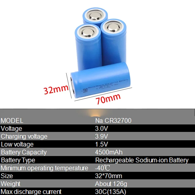 العلامة التجارية الجديدة الأصلية 3.1 فولت 4500 مللي أمبير بطارية أيون الصوديوم ، بطارية مقاومة درجات الحرارة المنخفضة ، معدل عال 10C أداة كهربائية التفريغ