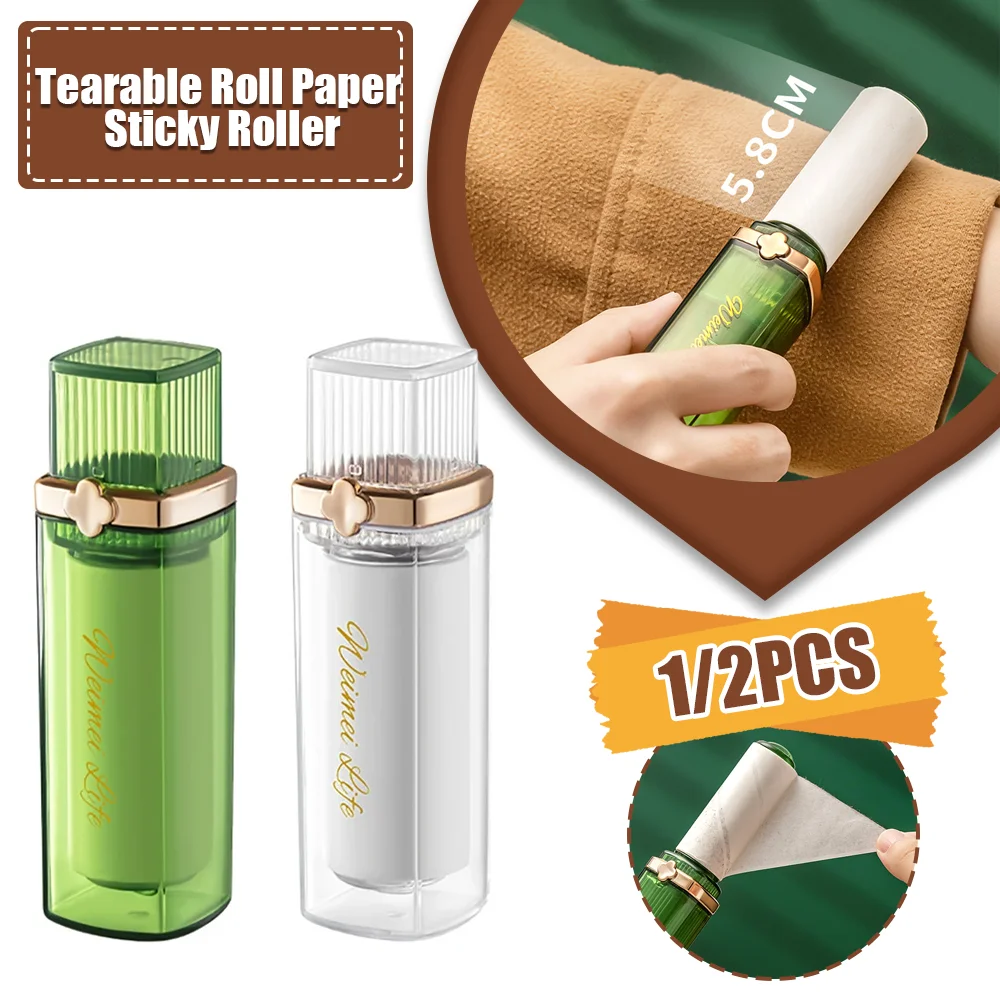 Tearable Roll Paper Sticky Roller Dust Wiper Pet Hair Carpet Clothes Tousle Remover Replaceable Cleaning Brush Accessories