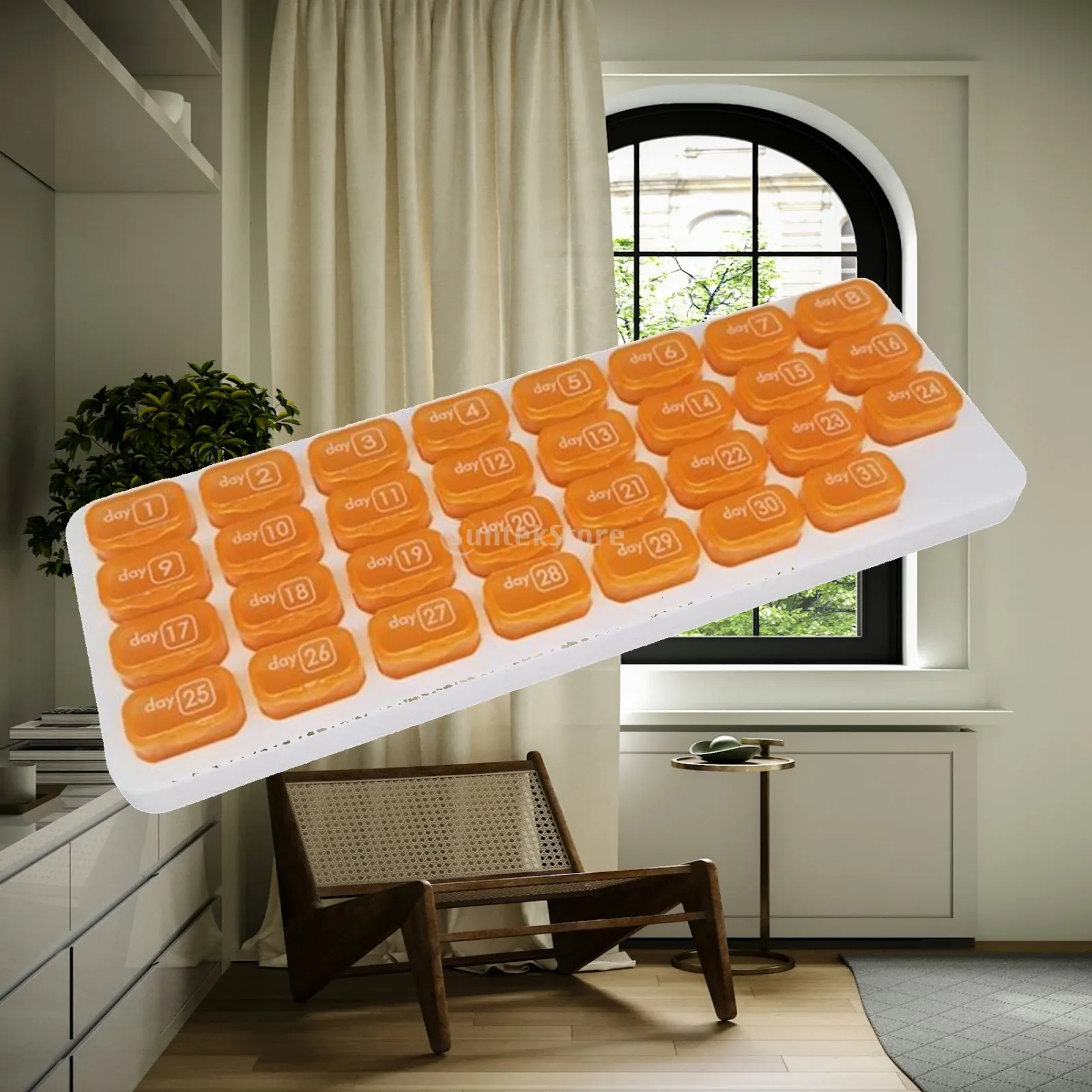 Container 31 Compartment Monthly Medication Organizer for Office Home