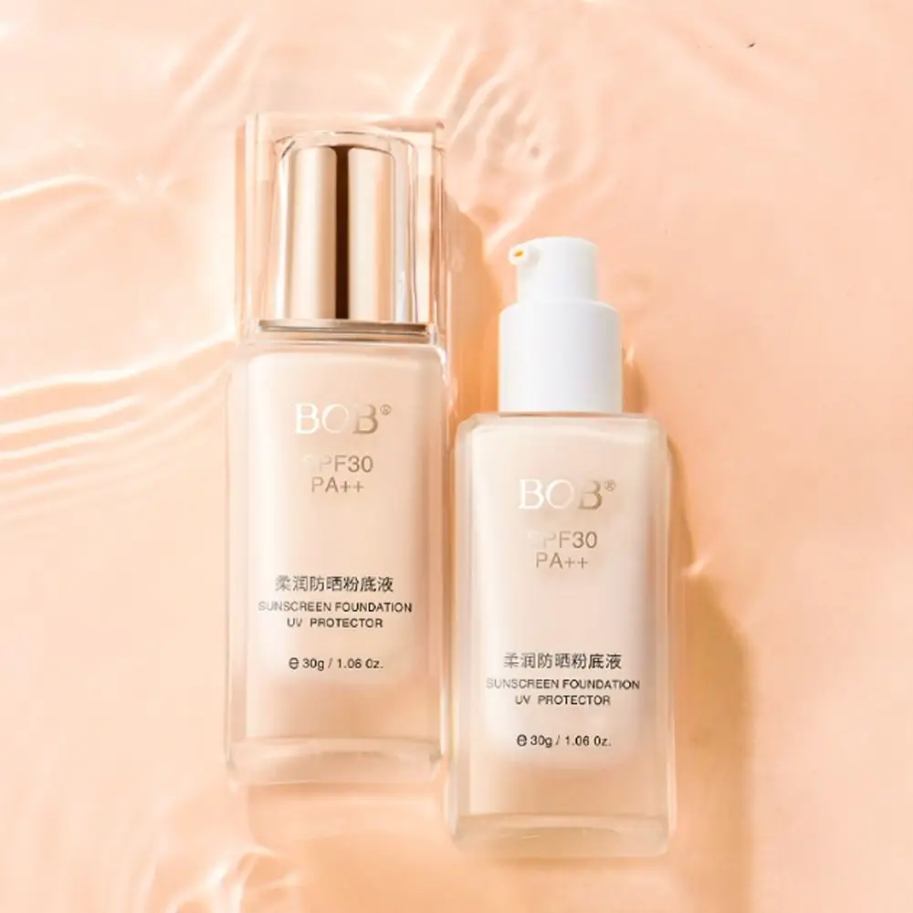 

Non-Fluffing Lightweight Liquid Foundation 30ml Volume Naturally Waterproof Foundation Sweatproof Sunscreen Face Base Cream
