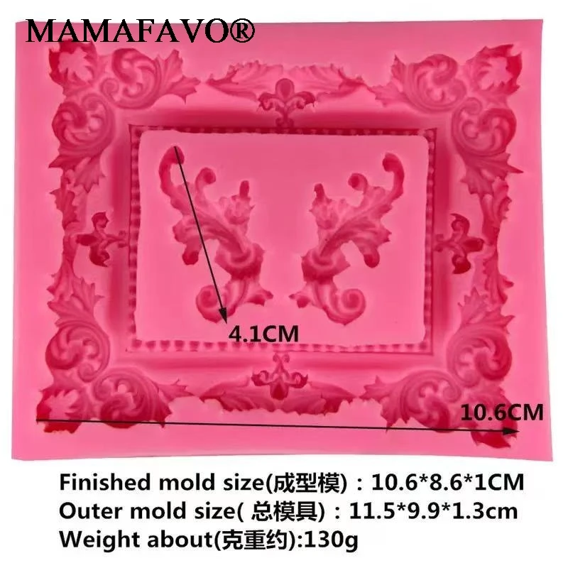 Big Victorian Embellishment Frame Silicone Cake Mold Fondant Molds Cupcake Mould Soap Mold ChocolateConfeitaria E736