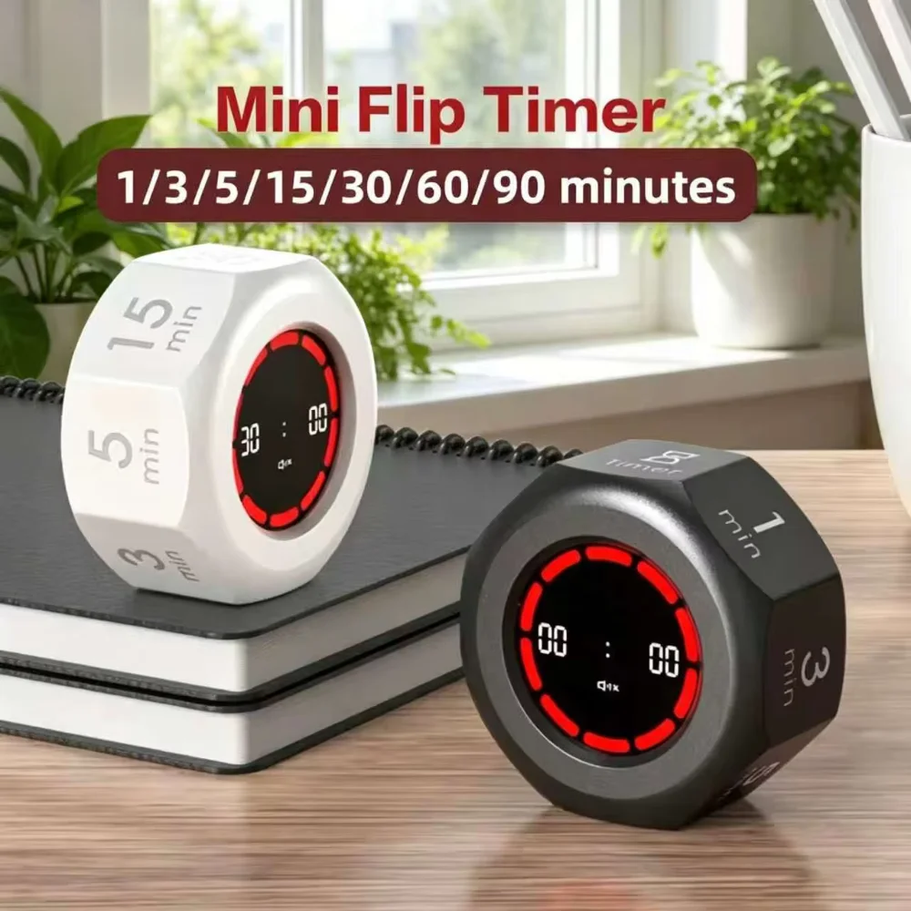 Gravity-Sensing Flip Timer 7 Preset Time Management Tools Suitable for Home Study, Office, and Kitchen